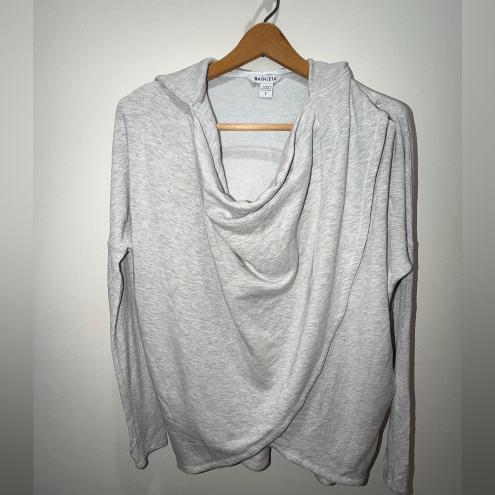 Athleta Women's Purana Wrap Style Hoodie Sweatshirt Fog Grey | Small - Picture 5 of 12